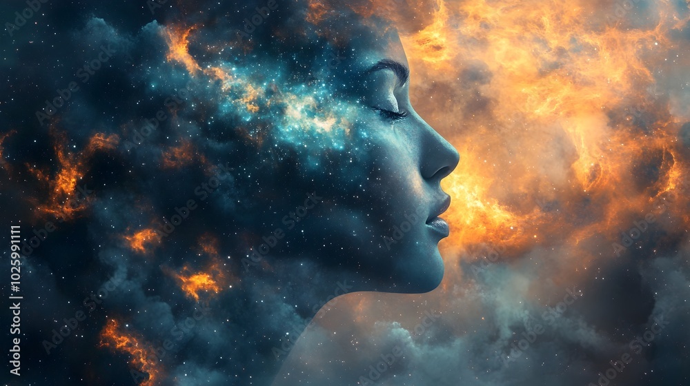 Surreal Cosmic Portrait with Ethereal Galaxy Themes and Dreamlike Celestial Elements Surreal Cosmic Portrait with Ethereal Galaxy Themes and Dreamlike Celestial Elements