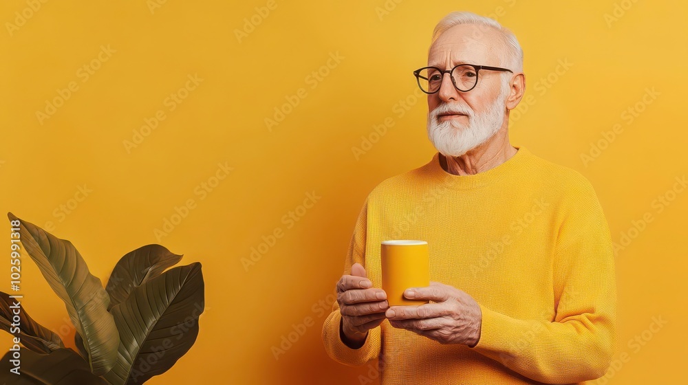 Old man controlling a smart home system with voice commands, modern interior design, hightech gadgets, Photorealistic, Cool tones, High contrast Old man controlling a smart home system with voice commands, modern interior design, hightech gadgets, Photorealistic, Cool tones, High contrast