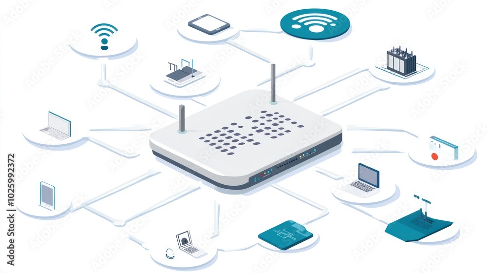 Wireless Router Connected to Various Devices in a Network Wireless Router Connected to Various Devices in a Network
