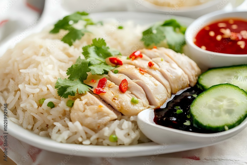 Steamed Chicken Rice with Fresh Herbs Steamed Chicken Rice with Fresh Herbs