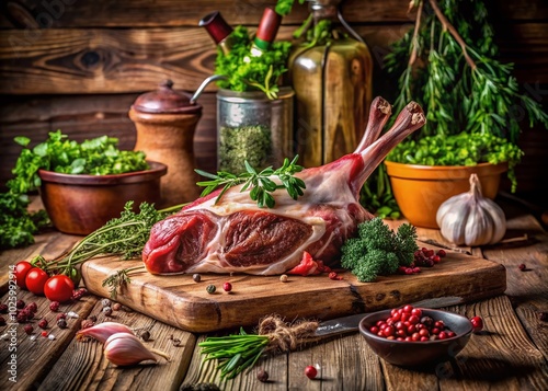 Raw Animal Carcass for Culinary Presentation in Food Photography