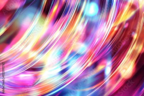 A vibrant, abstract swirl of colors and light, creating a dynamic and energetic visual effect.