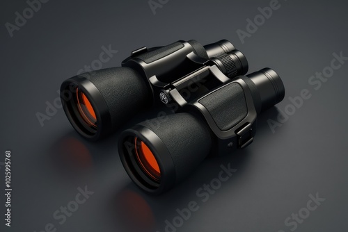 Detailed binoculars with a sleek design on a dark surface