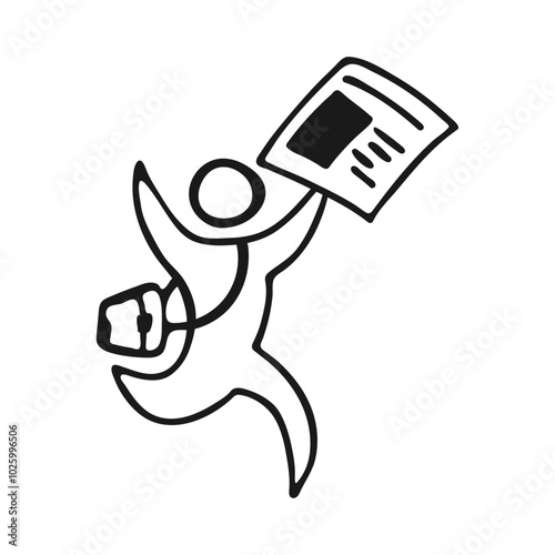 Newspaper Carrier icon. Hand drawn. Doodle.