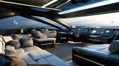 Luxury Yacht Interior with Ocean View