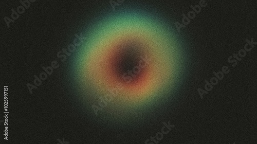 A gradient circle in the center of the image, blending from turquoise to bright yellow, noise texture effect