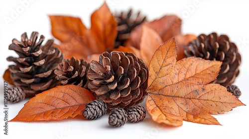 Autumn Leaves and Pinecones with Warm Tones