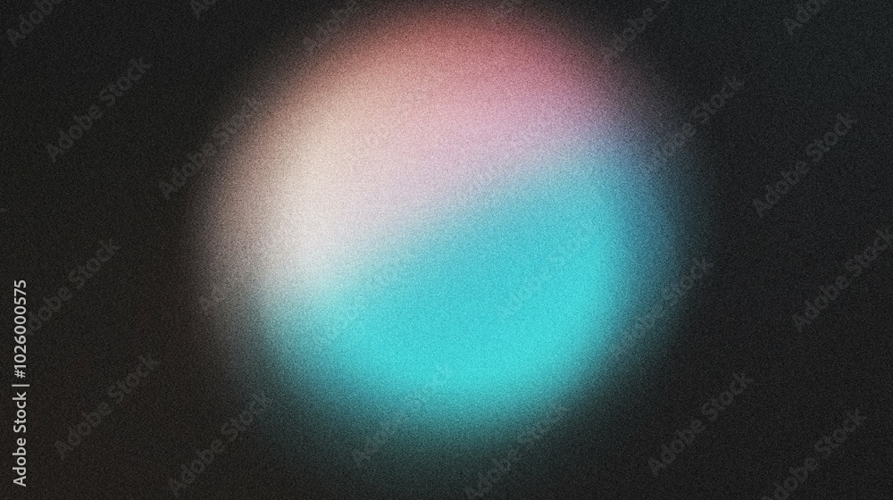 A gradient circle in the center of the image, blending from pastel pink to turquoise, noise texture effect A gradient circle in the center of the image, blending from pastel pink to turquoise, noise texture effect