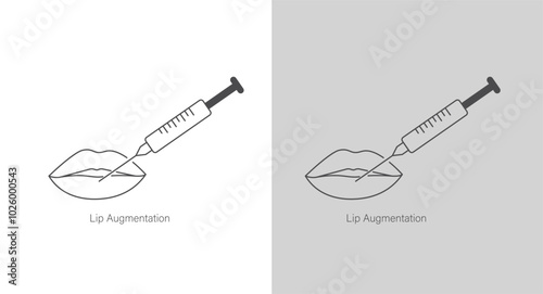 Lip Augmentation Vector Icon: Enhance Lip Volume and Shape for a Fuller Appearance