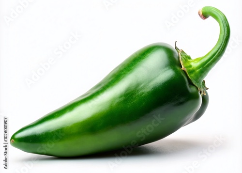 Spicy Green Serrano Pepper Capsicum Anuum Isolated on White Background for Culinary and Botanical Photography photo