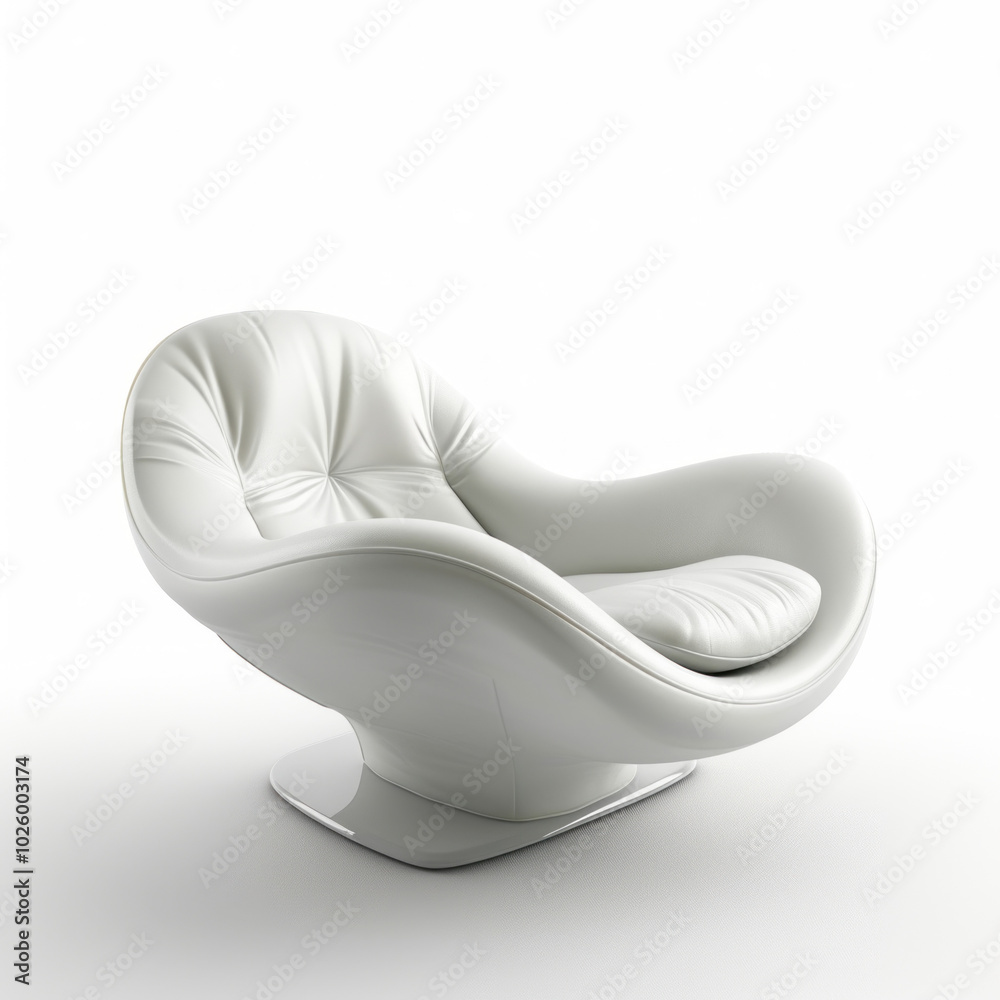 White chair with white seat in a minimalist room, bathed in natural light from a large window. White chair with white seat in a minimalist room, bathed in natural light from a large window.