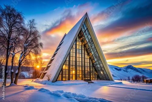 Stunning Arctic Cathedral in Norway - Captivating Portrait Photography of Architectural Marvels photo