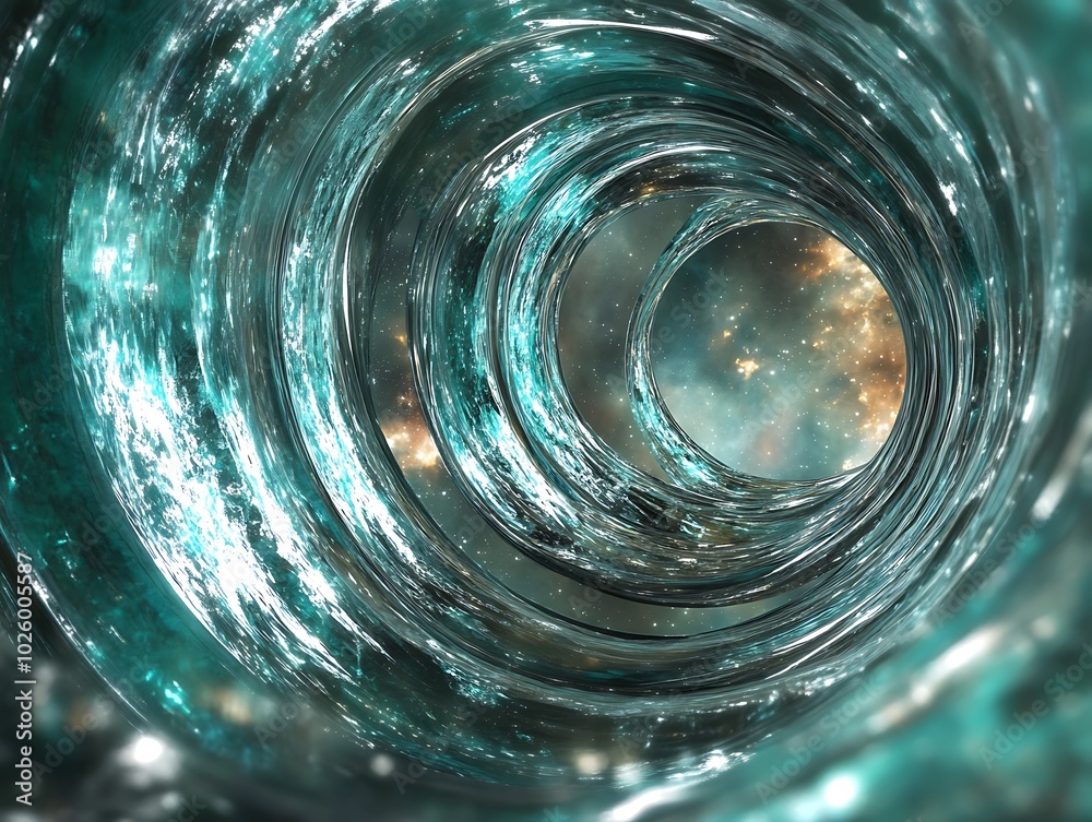Swirling tunnel of light with cosmic elements, white isolate background Swirling tunnel of light with cosmic elements, white isolate background