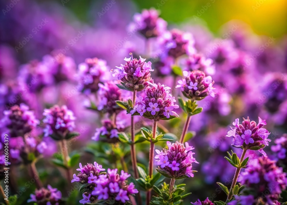 Stunning Close-Up of Thymus Praecox: Beautiful Purple Flowers in Low Light Photography Stunning Close-Up of Thymus Praecox: Beautiful Purple Flowers in Low Light Photography