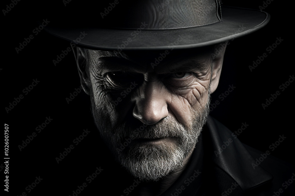 Generative AI illustration of secret agent spy person classic spy movie stylish action clothes scene Generative AI illustration of secret agent spy person classic spy movie stylish action clothes scene