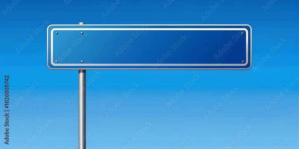 Realistic Blank Street Sign Vector on Blue Background for Customization and Directional Use in Graphic Design Projects Realistic Blank Street Sign Vector on Blue Background for Customization and Directional Use in Graphic Design Projects