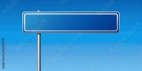 Realistic Blank Street Sign Vector on Blue Background for Customization and Directional Use in Graphic Design Projects