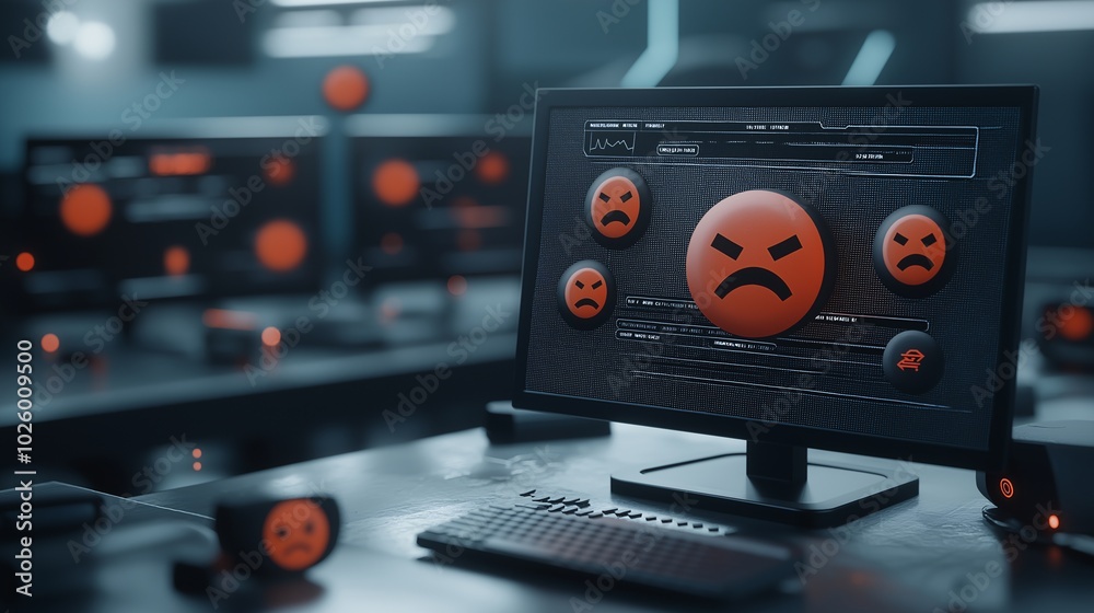 Fototapeta premium Digital Frustration in a Futuristic Cyber Environment