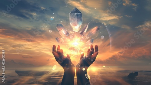 Past life regression supported by crystals, offering energetic alignment and spiritual insight. photo