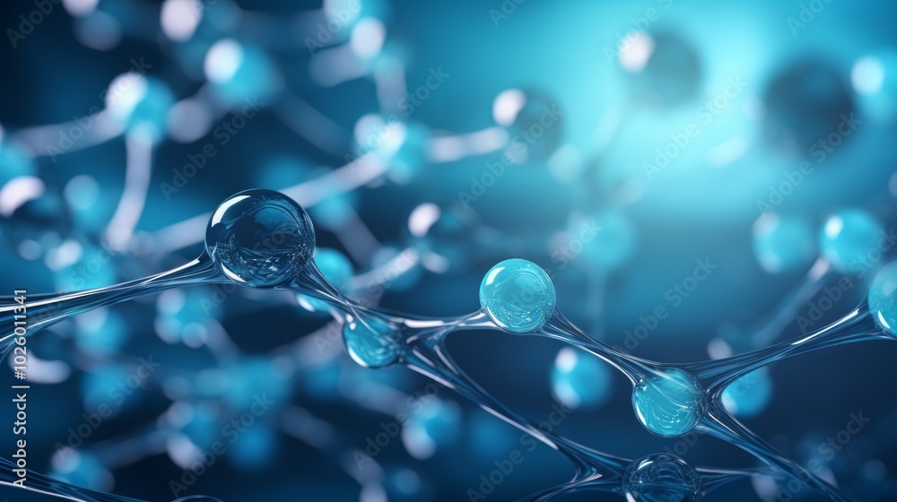 Cosmetic Essence, Liquid bubble, Molecule inside Liquid Bubble on DNA water splash background. Neural network ai generated art Cosmetic Essence, Liquid bubble, Molecule inside Liquid Bubble on DNA water splash background. Neural network ai generated art