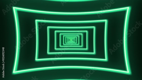 A loop tunnel made of green glowing rectangles. background animation