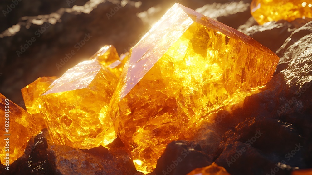 Amber stones with golden hues glowing in sunlight, white isolate background Amber stones with golden hues glowing in sunlight, white isolate background