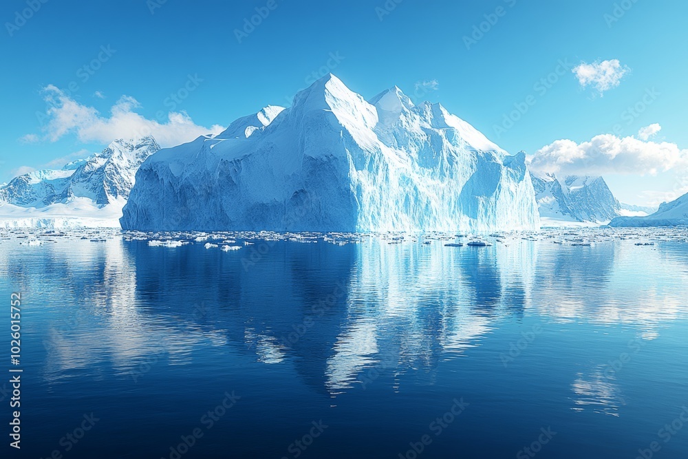 A majestic iceberg floating in the icy ocean . Generative AI A majestic iceberg floating in the icy ocean . Generative AI