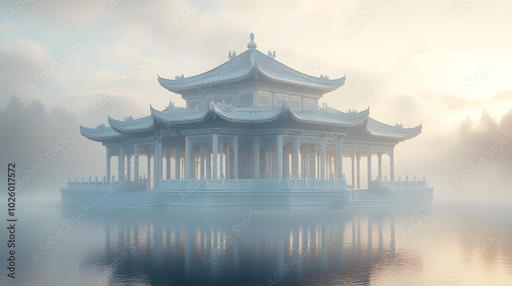 Ancient Chinese-style architecture with intricate details, featuring ornate carvings, curved roofs, and traditional elements. This image captures the elegance and craftsmanship of classical Chinese de Ancient Chinese-style architecture with intricate details, featuring ornate carvings, curved roofs, and traditional elements. This image captures the elegance and craftsmanship of classical Chinese de