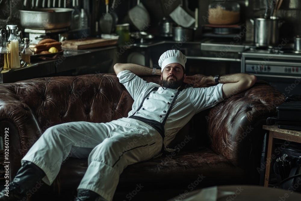 A cook enjoying a moment of relaxation