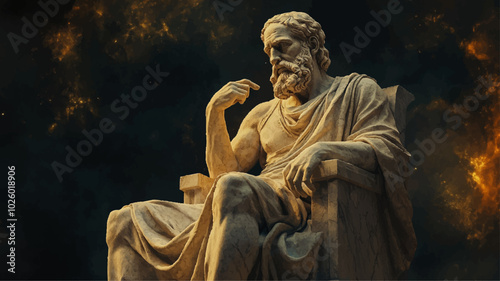 Alt Griechisch Stoic Statue Nachdenklich Philosoph Mythologie Thumbnail Skulptur Vektor