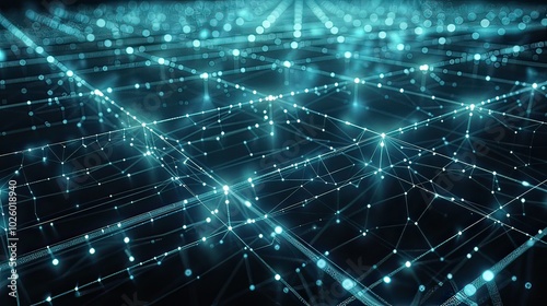 A textured grid background featuring glowing fractals and network connections, representing digital communication. 