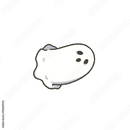 Cute white ghost flying 