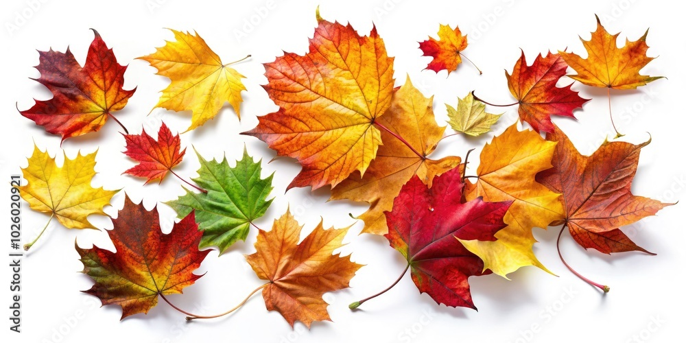 Delicate autumn leaves float effortlessly against a crisp white background, ideal for seasonal design projects that celebrate nature's beauty and vibrant colors. Delicate autumn leaves float effortlessly against a crisp white background, ideal for seasonal design projects that celebrate nature's beauty and vibrant colors.