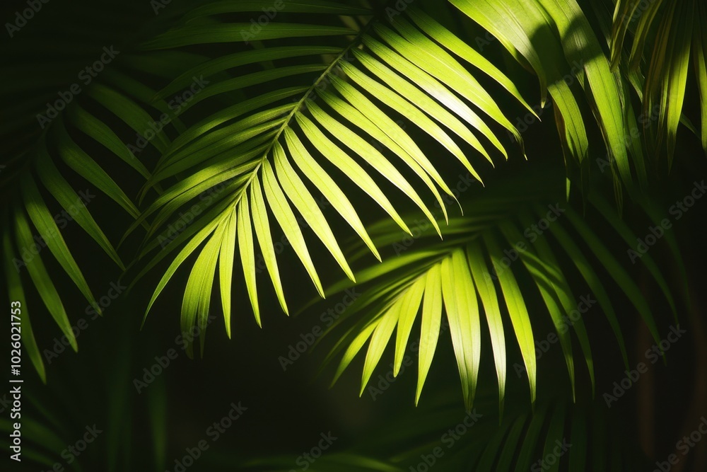 Fototapeta premium Palm leaves creating a multi-layered visual impact