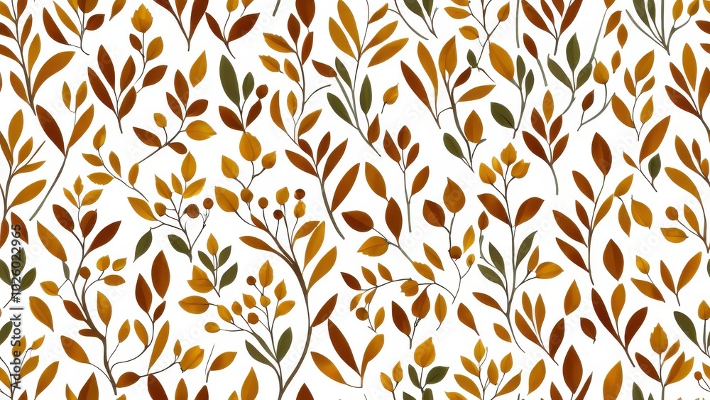 Pattern of autumn leaves in green, orange, and brown tones, perfect for seasonal designs, fabric, stationery, and nature-themed artwork Pattern of autumn leaves in green, orange, and brown tones, perfect for seasonal designs, fabric, stationery, and nature-themed artwork