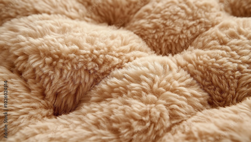 Close-up of the fluffy, plush texture on an extremely soft and comfortable pet bed made from luxurious Close-up of the fluffy, plush texture on an extremely soft and comfortable pet bed made from luxurious