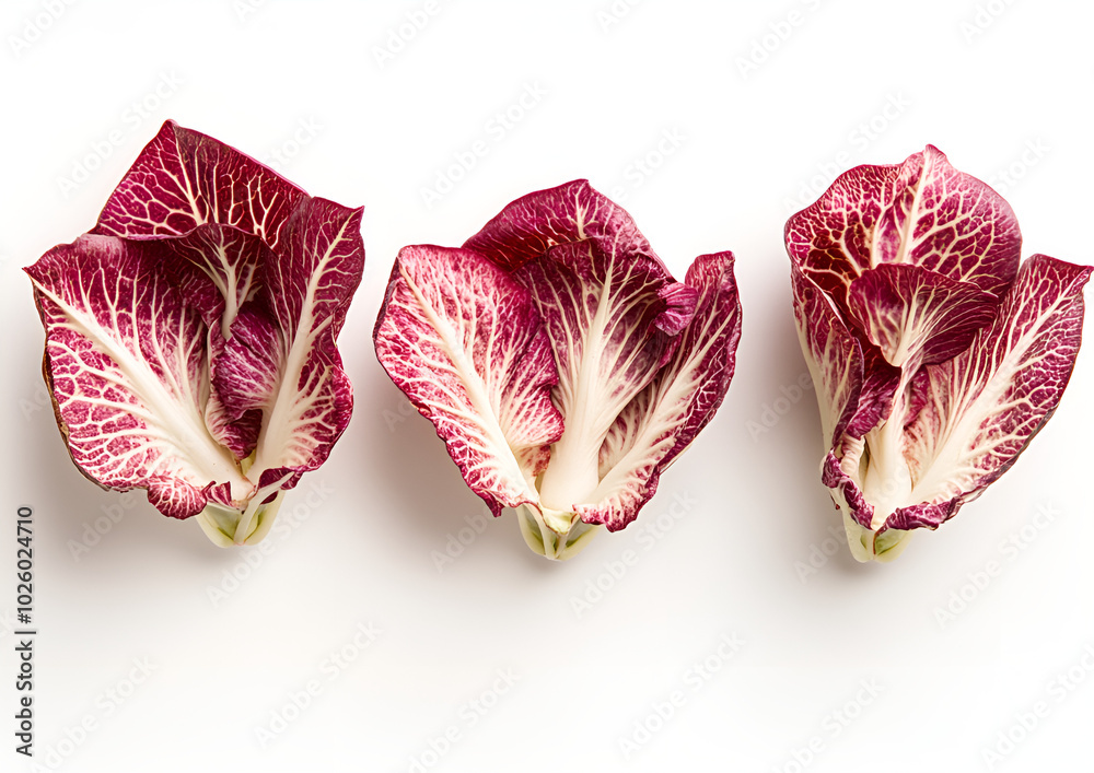 a row of red and white leaves