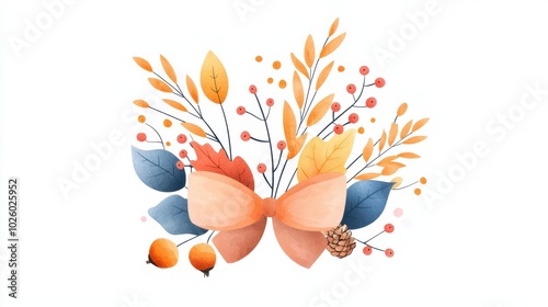 Autumn Bouquet with Leaves and Berries photo