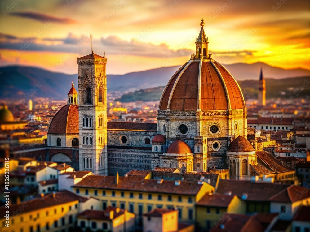 custom made wallpaper toronto digitalTilt-Shift Photography of Florence Cathedral in Warm Evening Light - Captivating Italy Landscape