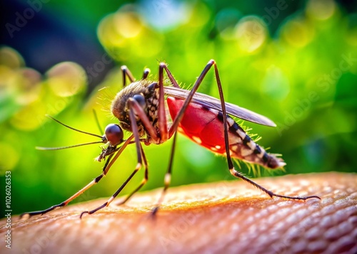 Tilt-Shift Photography of Mosquito Bites on Skin with Nature Background for Natural Healing Insights photo