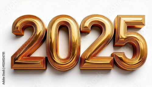 Obraz na płótnie 2025 in gold 3D digits w salonie