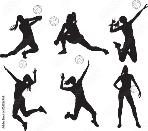 Volleyball Girl Player, Volleyball Player, Sport Girl Silhouette, Volleyball Cut Files