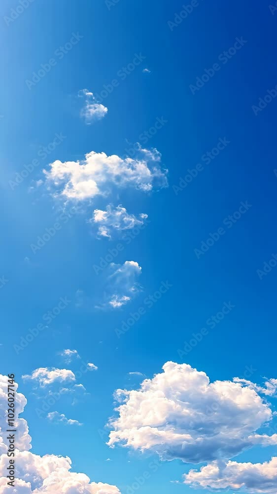 Blue sky with scattered cumulus clouds, serene Blue sky with scattered cumulus clouds, serene