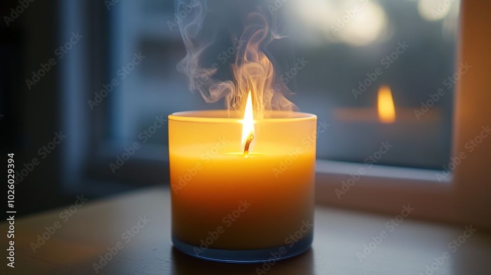 Freshly extinguished candle with delicate wisps of smoke rising from the wick, capturing the moment of transition from light to darkness. The smoky tendrils create a serene and mysterious atmosphere, Freshly extinguished candle with delicate wisps of smoke rising from the wick, capturing the moment of transition from light to darkness. The smoky tendrils create a serene and mysterious atmosphere,