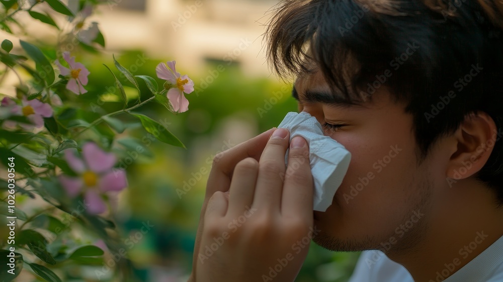 Allergic Reaction: Sneezing amidst Spring Blossoms Allergic Reaction: Sneezing amidst Spring Blossoms