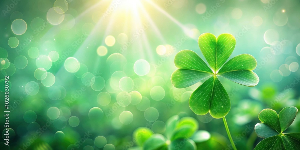 Dreamy green four-leaf clover background for Saint Patrick's Day celebration, luck, clover, green, dreamy Dreamy green four-leaf clover background for Saint Patrick's Day celebration, luck, clover, green, dreamy