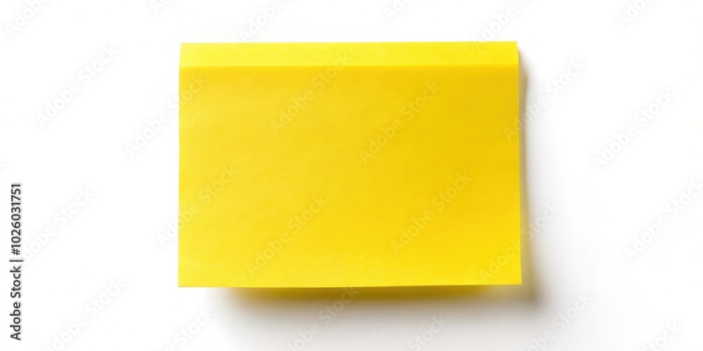 Bright yellow post-it note with adhesive backing on a white background , reminder, office supply, communication, sticky Bright yellow post-it note with adhesive backing on a white background , reminder, office supply, communication, sticky