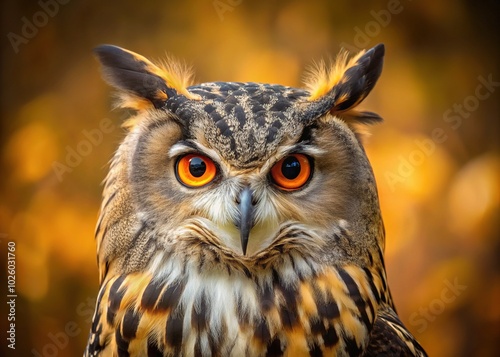 Minimalist Portrait of the Eurasian Eagle Owl in Nature's Serenity