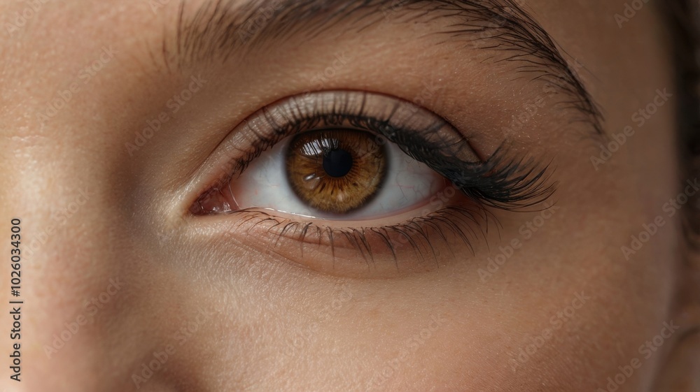 Intriguing Gaze: Close-up of a hazel eye with defined eyeliner, capturing a moment of quiet contemplation. Intriguing Gaze: Close-up of a hazel eye with defined eyeliner, capturing a moment of quiet contemplation.