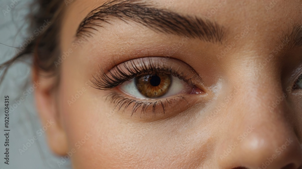 Fototapeta premium Close-up of a Woman's Eye with Lush Eyelashes